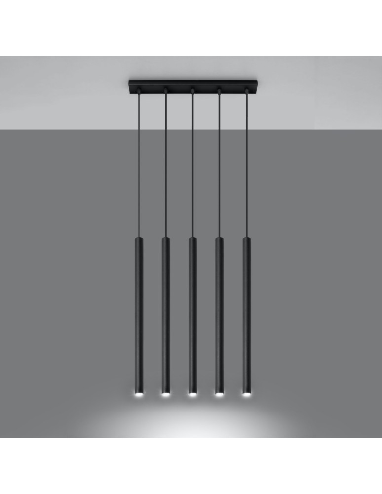 Pendant lamps - Sollux PASTELO 5 pendant lamp black SL.0472 - product kolory-swiatla.pl 3