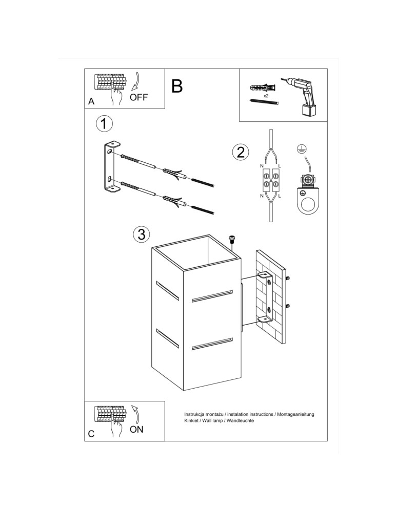 Wall lamps - Sollux Wall lamp BLOCCO white SL.0477 - product kolory-swiatla.pl 6