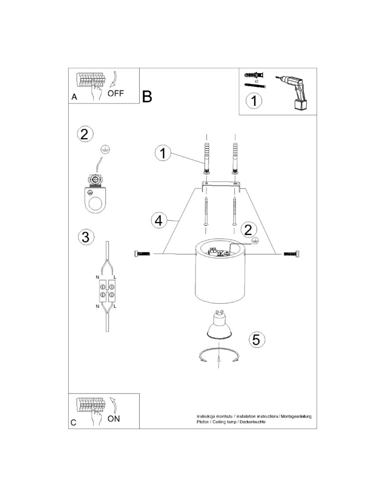Ceiling lamps - Sollux Plafond ORBIS concrete SL.0488 - product kolory-swiatla.pl 5