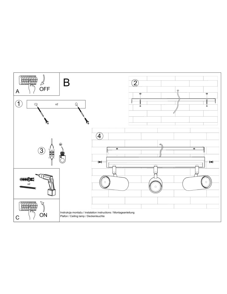 Ceiling lamps - Sollux Plafond DIREZIONE 3 black SL.0501 - product kolory-swiatla.pl 5