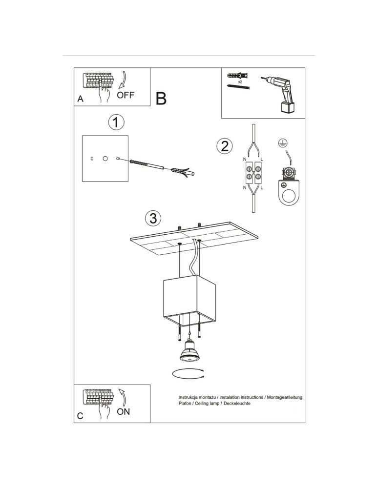 Ceiling lamps - Sollux Plafond QUAD 1 anthracite SL.0567 - product kolory-swiatla.pl 6