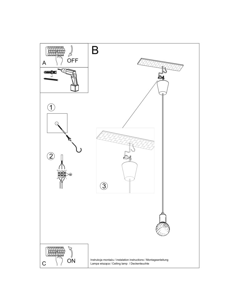 Pendant lamps - Sollux DIEGO 1 pendant lamp white SL.0569 - product kolory-swiatla.pl 8