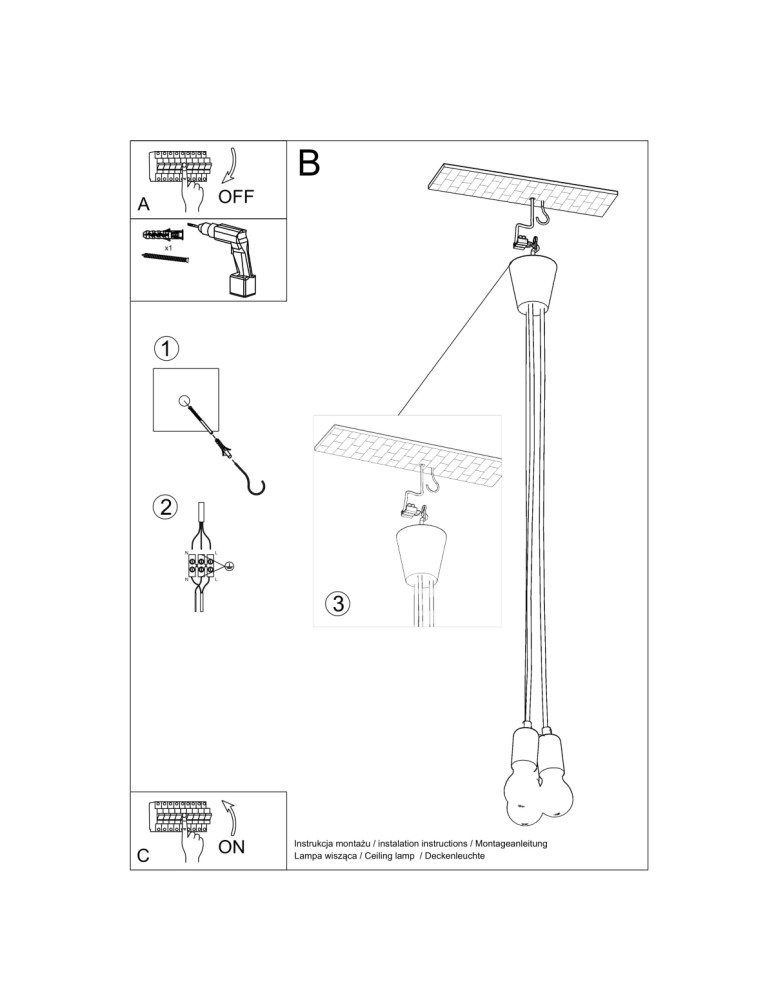 Pendant lamps - Sollux DIEGO 3 pendant lamp white SL.0570 - product kolory-swiatla.pl 8