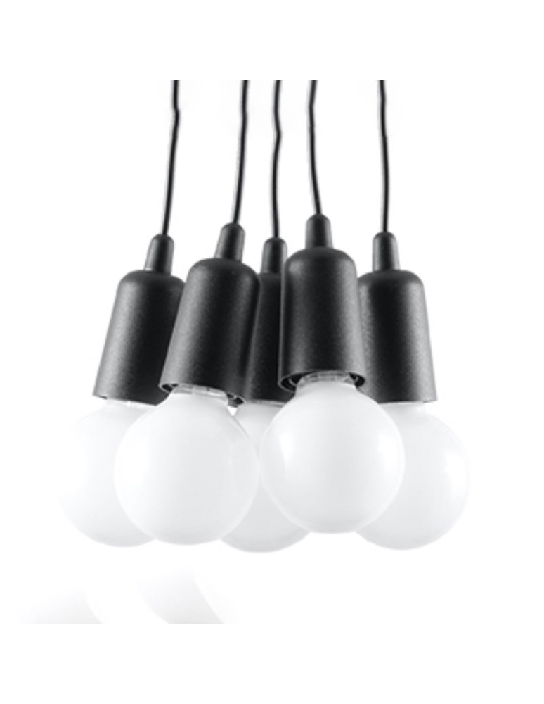 Pendant lamps - Sollux DIEGO 5 pendant lamp black SL.0574 - product kolory-swiatla.pl 1