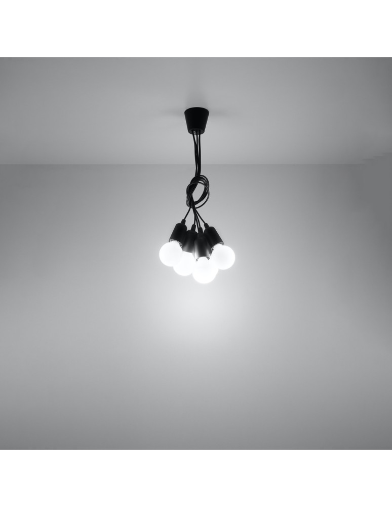 Pendant lamps - Sollux DIEGO 5 pendant lamp black SL.0574 - product kolory-swiatla.pl 6