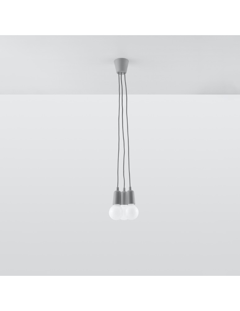 Pendant lamps - Sollux DIEGO 3 grey pendant lamp SL.0576 - product kolory-swiatla.pl 2
