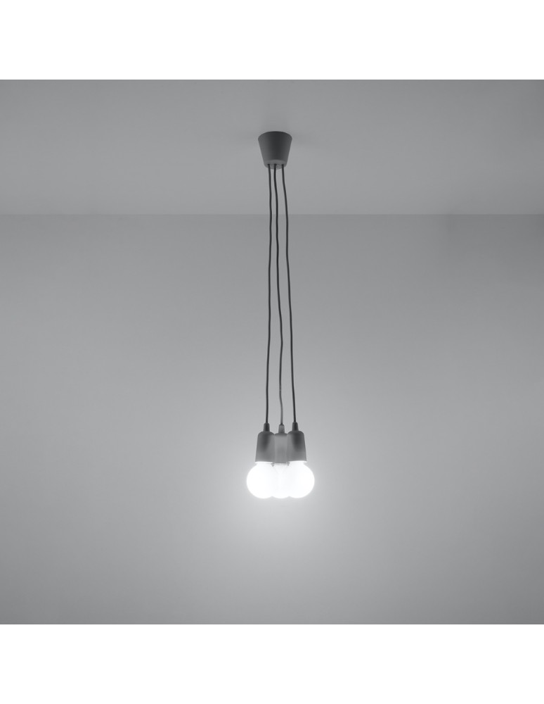 Pendant lamps - Sollux DIEGO 3 grey pendant lamp SL.0576 - product kolory-swiatla.pl 3