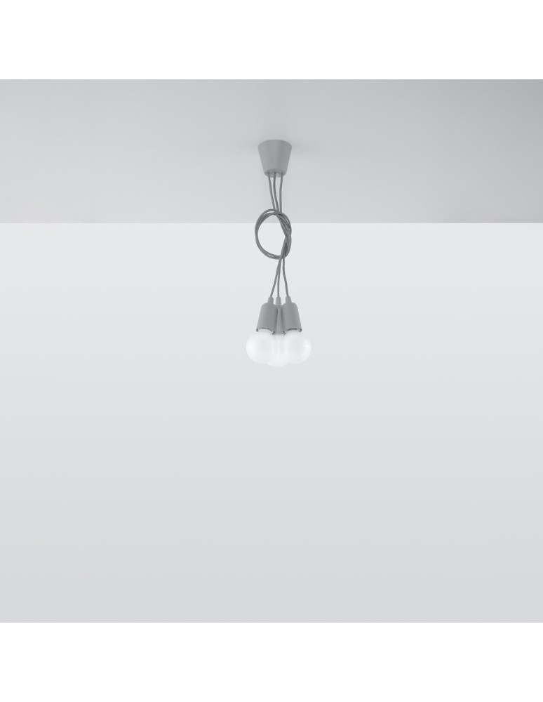 Pendant lamps - Sollux DIEGO 3 grey pendant lamp SL.0576 - product kolory-swiatla.pl 5