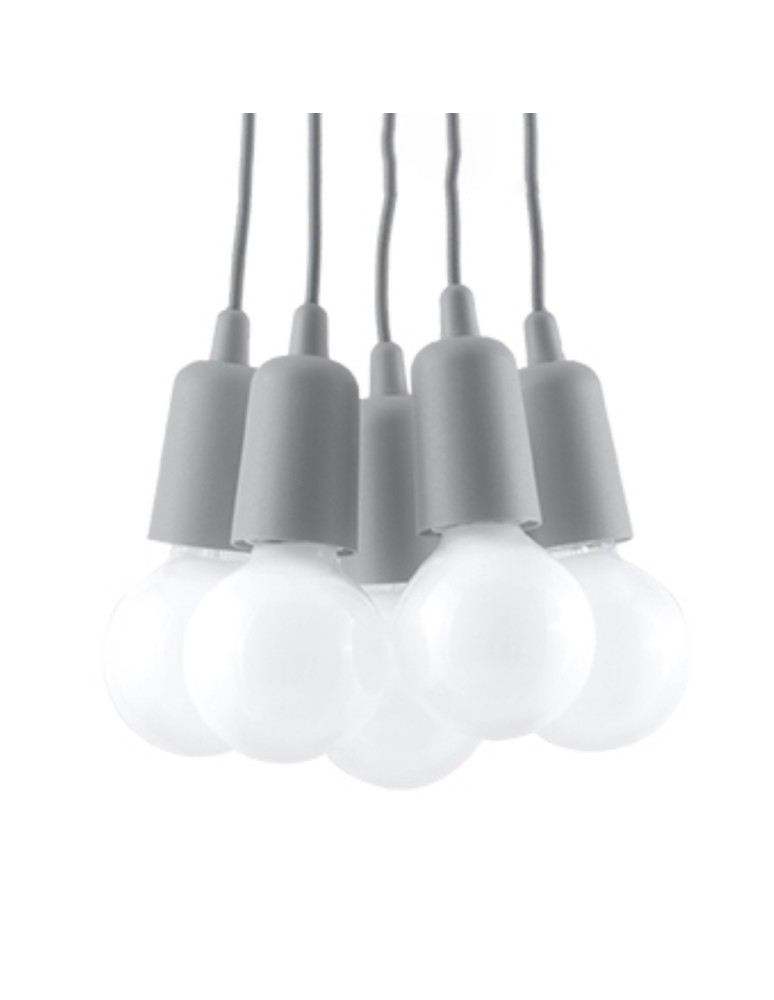 Pendant lamps - Sollux DIEGO 5 pendant lamp grey SL.0577 - product kolory-swiatla.pl 1