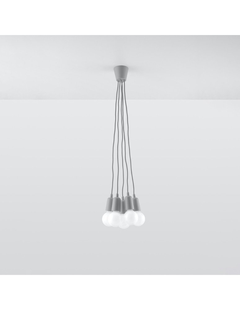 Pendant lamps - Sollux DIEGO 5 pendant lamp grey SL.0577 - product kolory-swiatla.pl 2