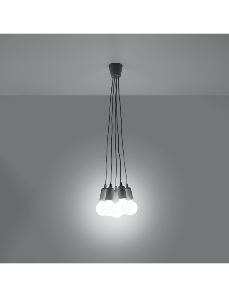 Pendant lamps - Sollux DIEGO 5 pendant lamp grey SL.0577 - product kolory-swiatla.pl 3