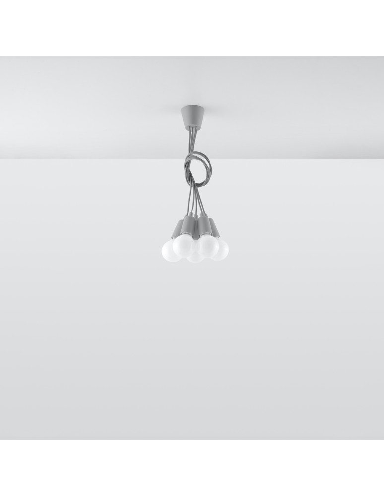 Pendant lamps - Sollux DIEGO 5 pendant lamp grey SL.0577 - product kolory-swiatla.pl 5