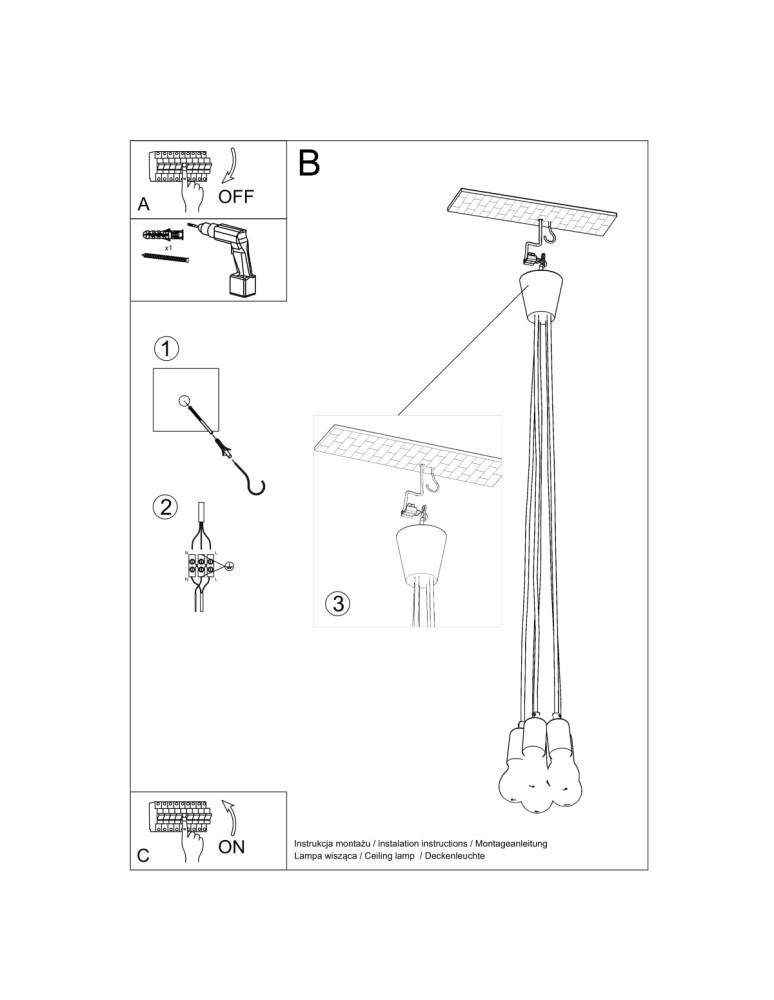 Pendant lamps - Sollux DIEGO 5 yellow pendant lamp SL.0580 - product kolory-swiatla.pl 8