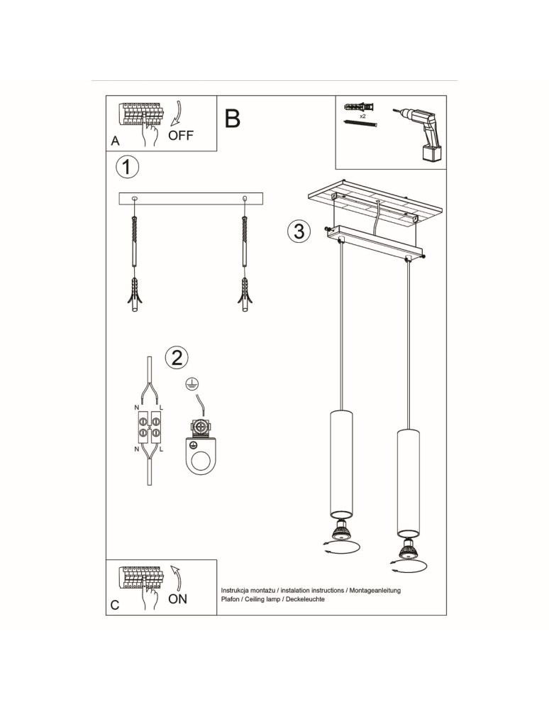 Pendant lamps - Sollux LINO 2 pendant lamp SL.0637 - product kolory-swiatla.pl 5