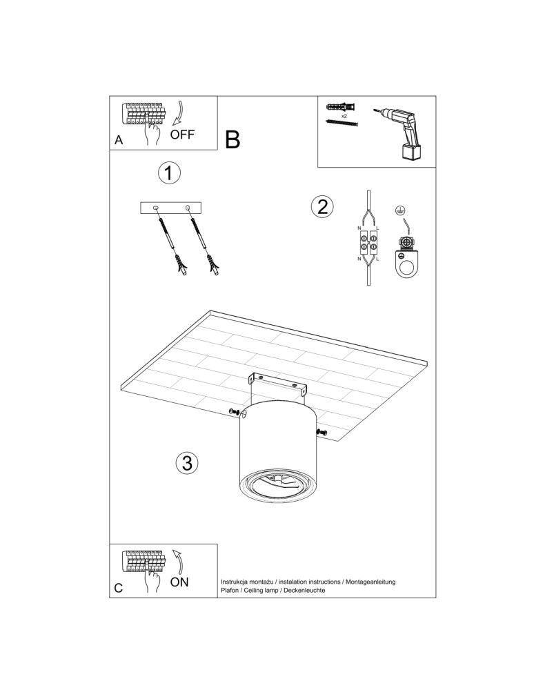 Ceiling lamps - Sollux Plafond CULLO 140 concrete SL.0645 - product kolory-swiatla.pl 5