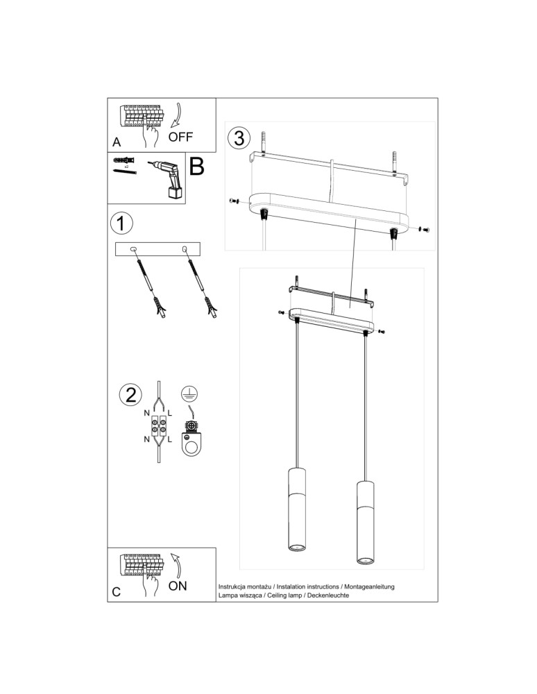 Pendant lamps - Sollux BORGIO 2 pendant lamp white SL.0648 - product kolory-swiatla.pl 5