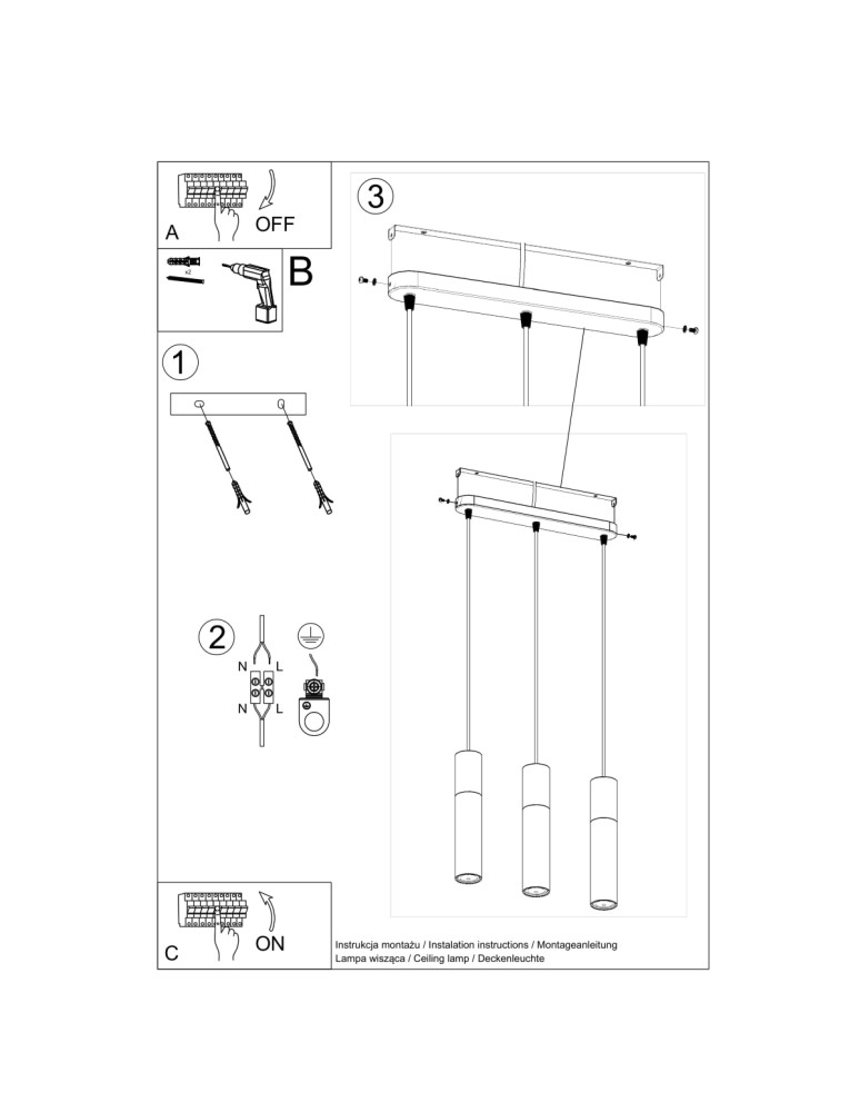 Sollux Lampa wisząca BORGIO 3L biały SL.0649