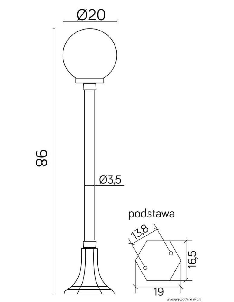 Standing garden lamps - SU-MA Balls Classic 98 cm K 5002/2/KP 200 Standing - product kolory-swiatla.pl 3