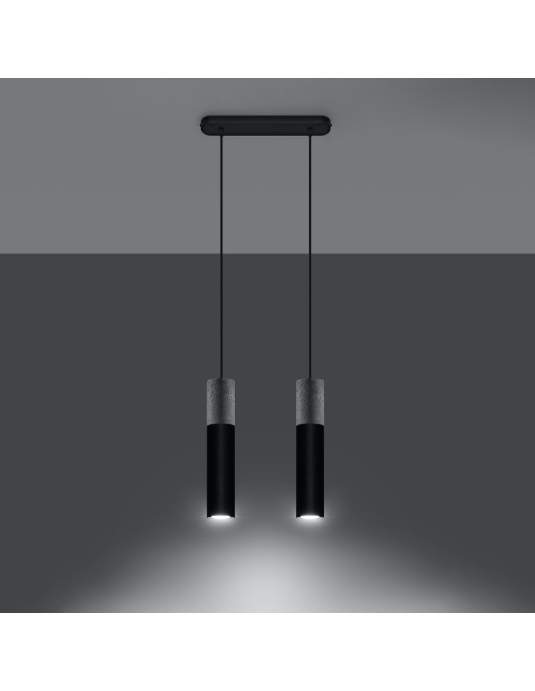 Pendant lamps - Sollux BORGIO 2 pendant lamp black SL.0651 - product kolory-swiatla.pl 3