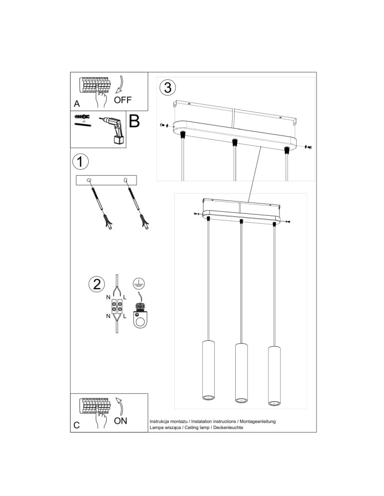 Pendant lamps - Sollux LUVO 3L pendant lamp SL.0655 - product kolory-swiatla.pl 5