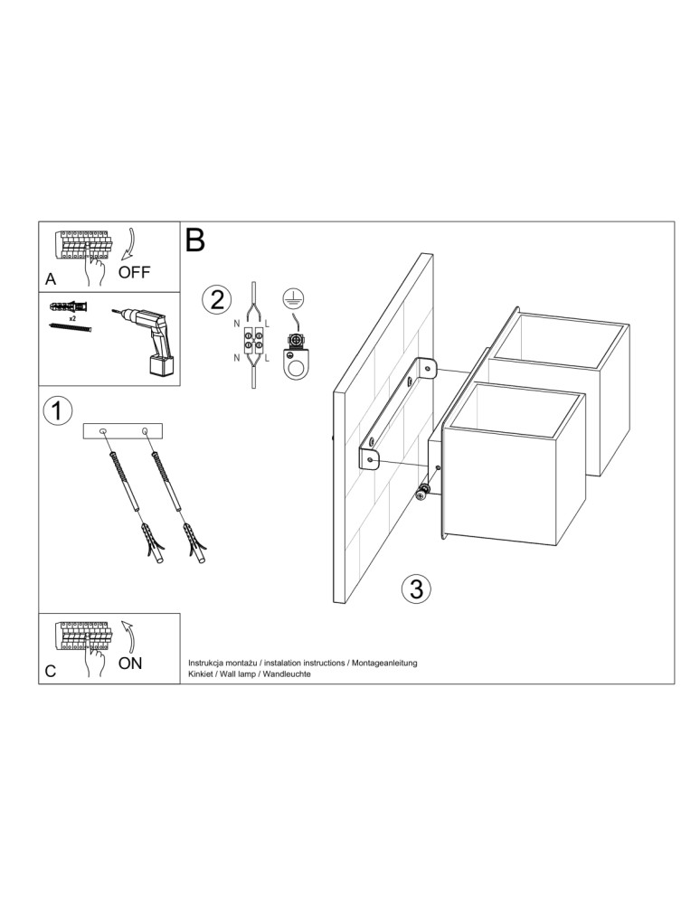 Wall lamps - Sollux QUAD 2 wall lamp black SL.0657 - product kolory-swiatla.pl 6