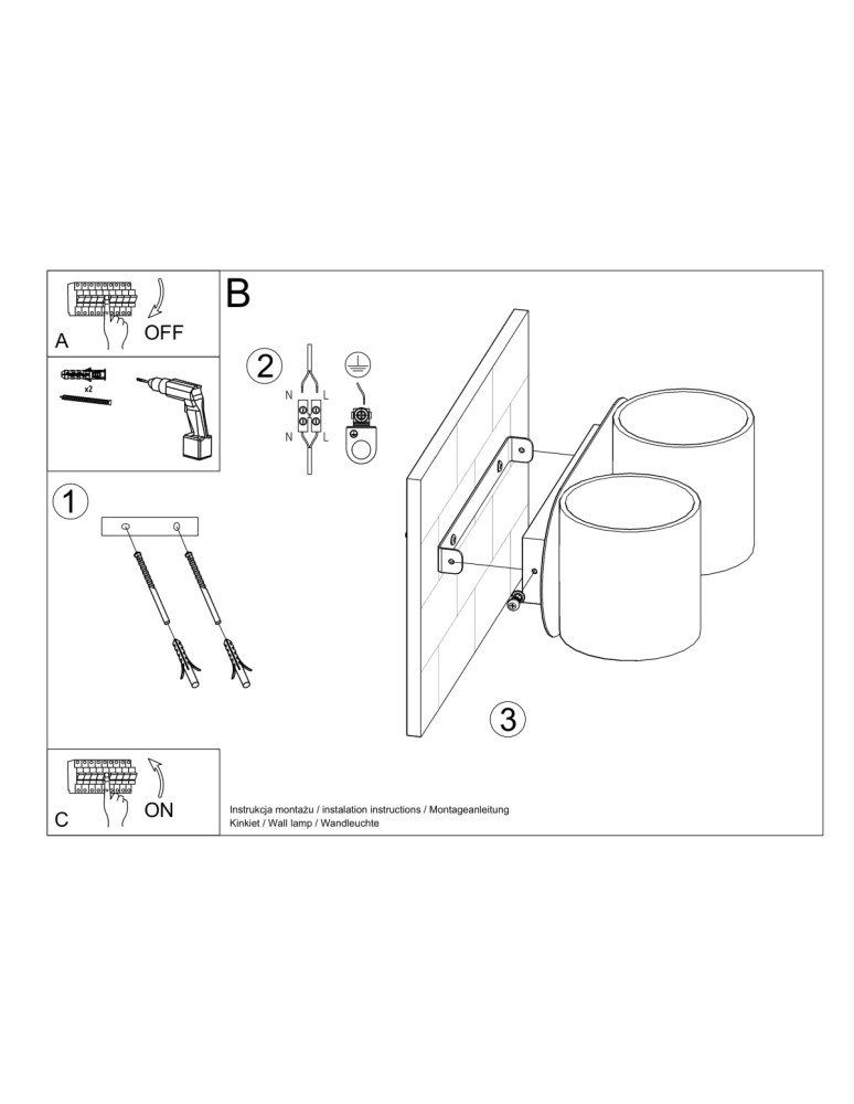 Wall lamps - Sollux Wall lamp ORBIS 2 black SL.0660 - product kolory-swiatla.pl 6