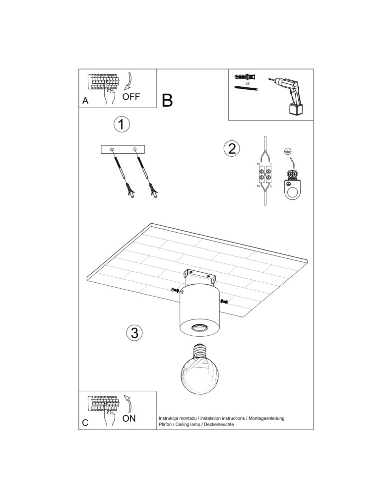 Ceiling lamps - Sollux Plafond SALGADO concrete SL.0678 - product kolory-swiatla.pl 5