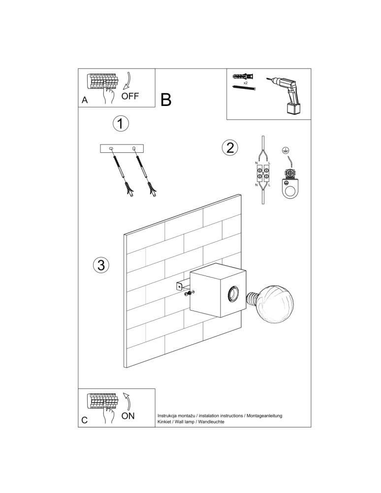 Wall lamps - Sollux Wall lamp ARIZ concrete SL.0682 - product kolory-swiatla.pl 5