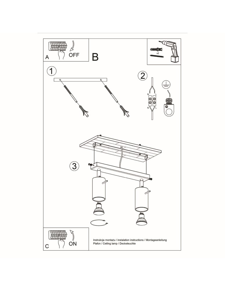 Ceiling lamps - Sollux Plafond BERG 2 natural wood SL.0702 - product kolory-swiatla.pl 5