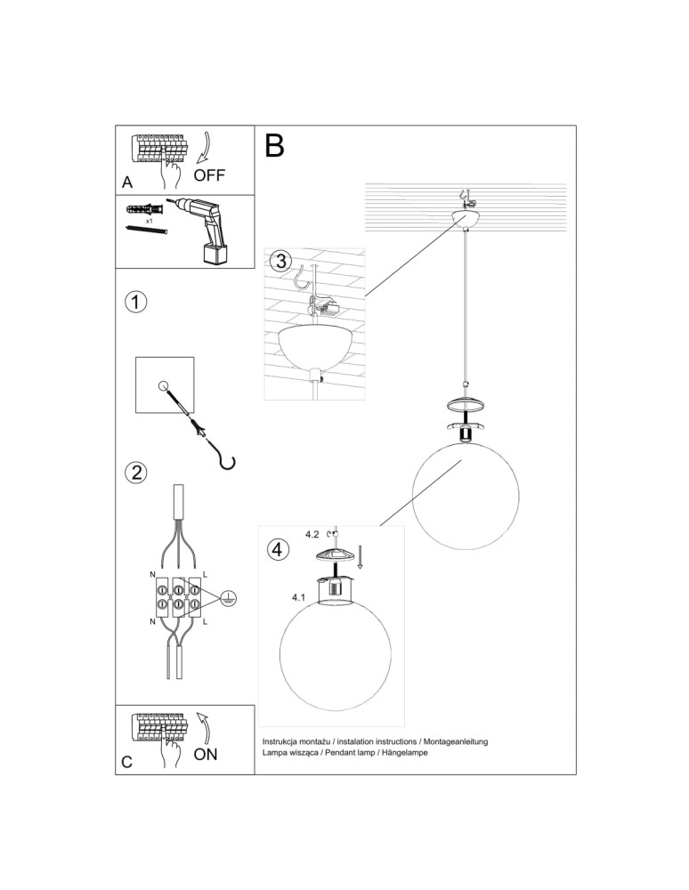 Pendant lamps - Sollux UGO 30 gold pendant lamp SL.0716 - product kolory-swiatla.pl 5