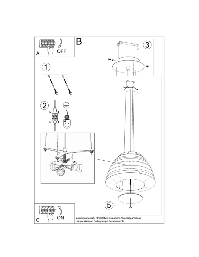 Chandeliers - Sollux Chandelier BELLA 60 white SL.0733 - product kolory-swiatla.pl 5