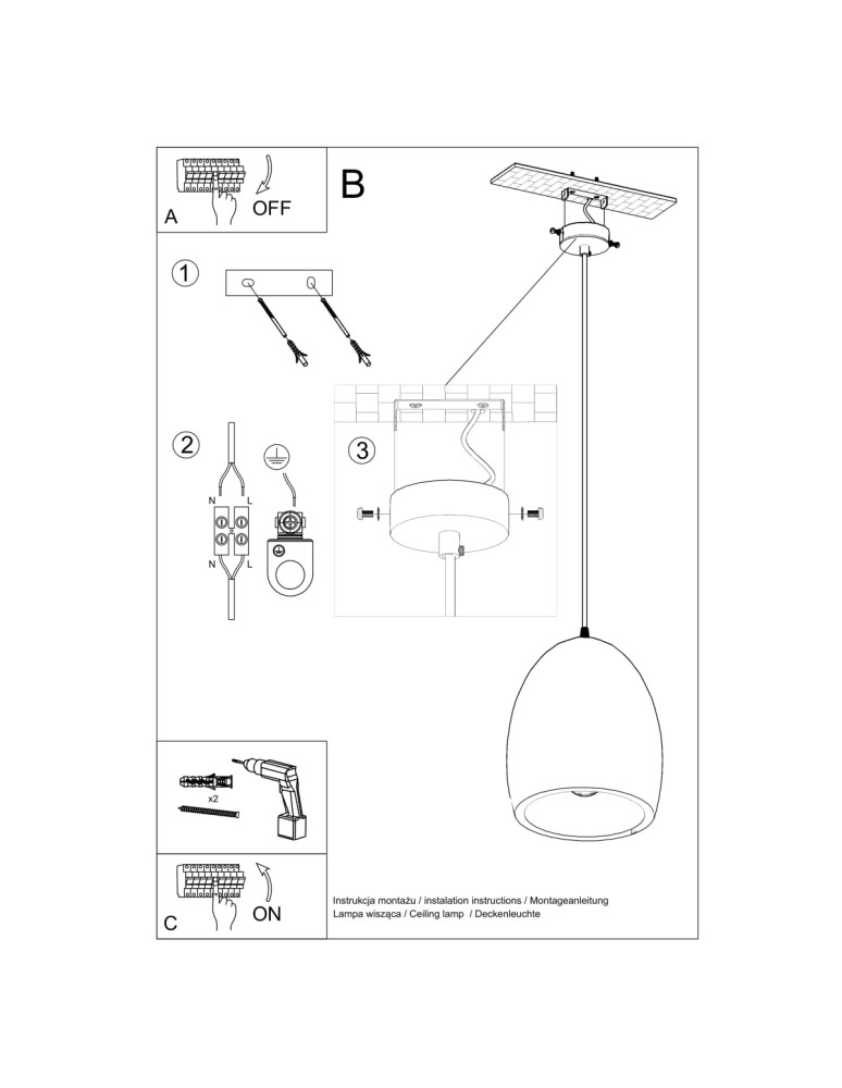 Pendant lamps - Sollux FLAWIUSZ ceramic pendant lamp SL.0848 - product kolory-swiatla.pl 5