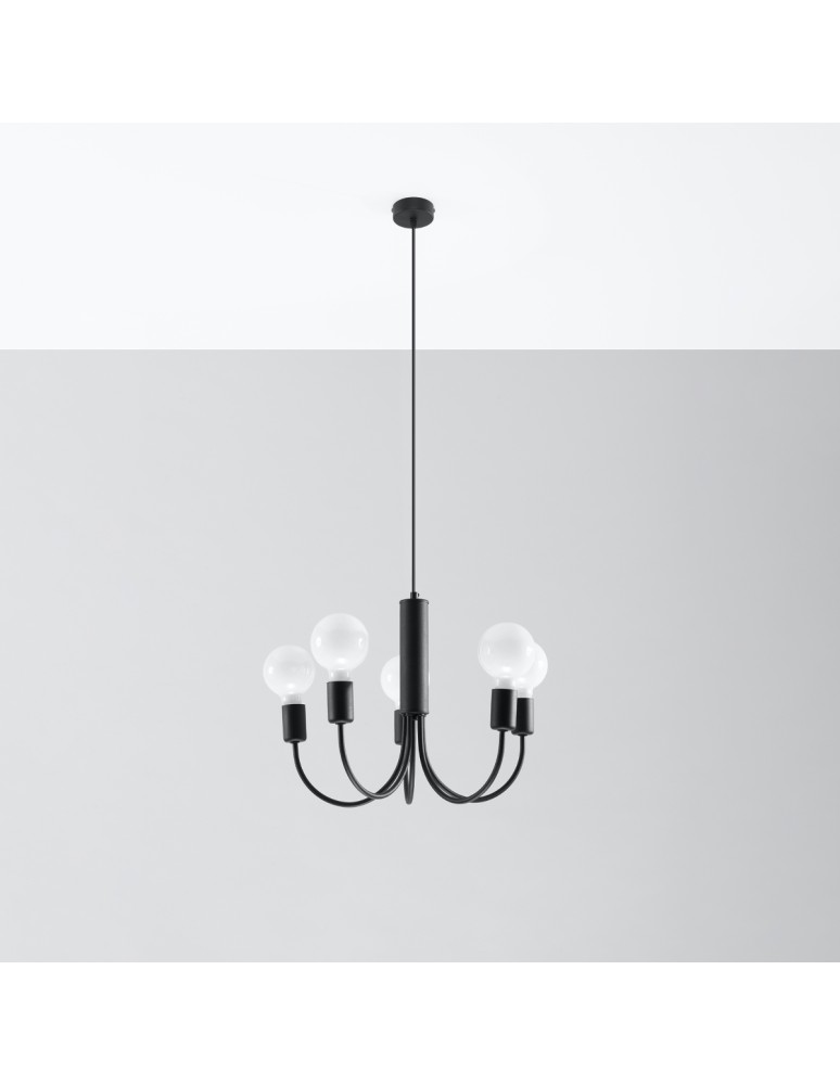 Chandeliers - Sollux Chandelier PICCOLO 5 black SL.0855 - product kolory-swiatla.pl 2