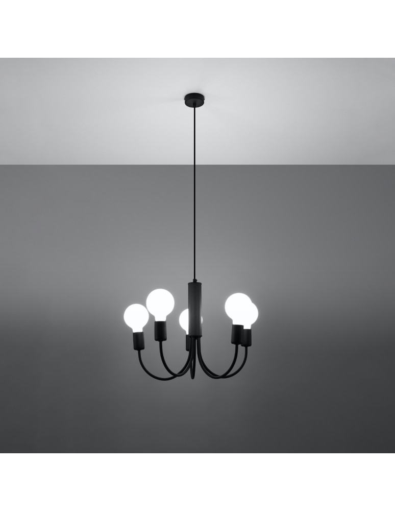 Chandeliers - Sollux Chandelier PICCOLO 5 black SL.0855 - product kolory-swiatla.pl 3
