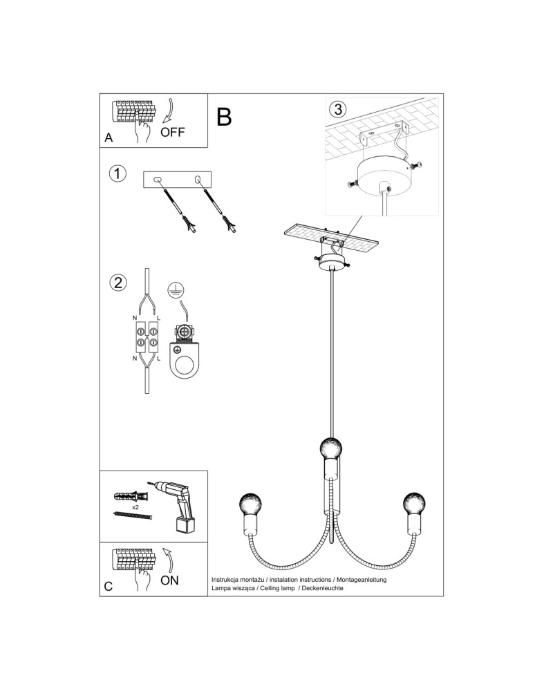 Chandeliers - Sollux Chandelier PICCOLO 5 black SL.0855 - product kolory-swiatla.pl 5