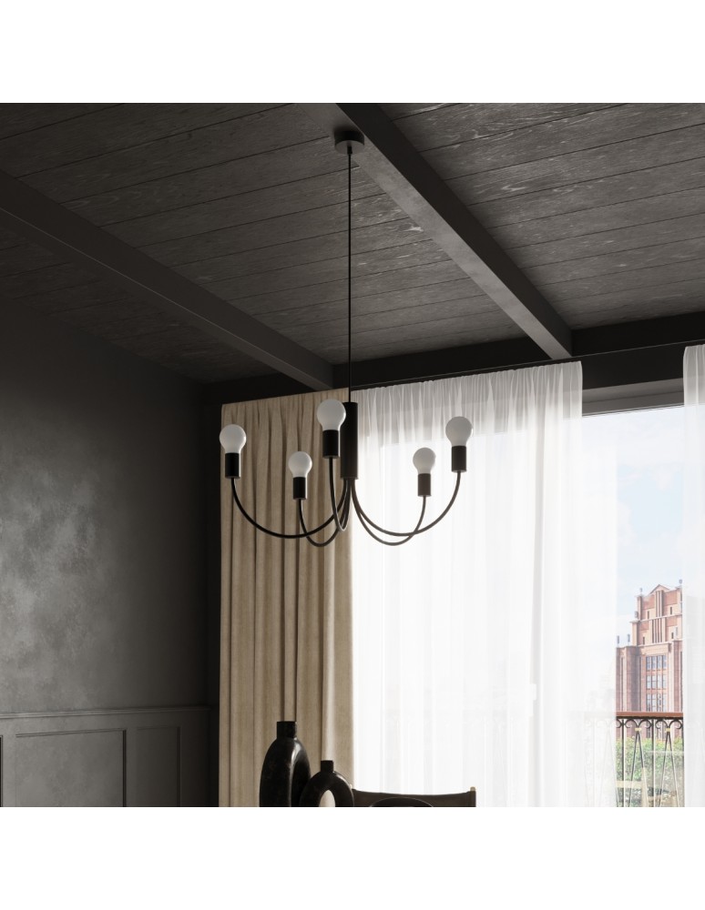 Chandeliers - Sollux Chandelier PICCOLO 5 black SL.0855 - product kolory-swiatla.pl 6