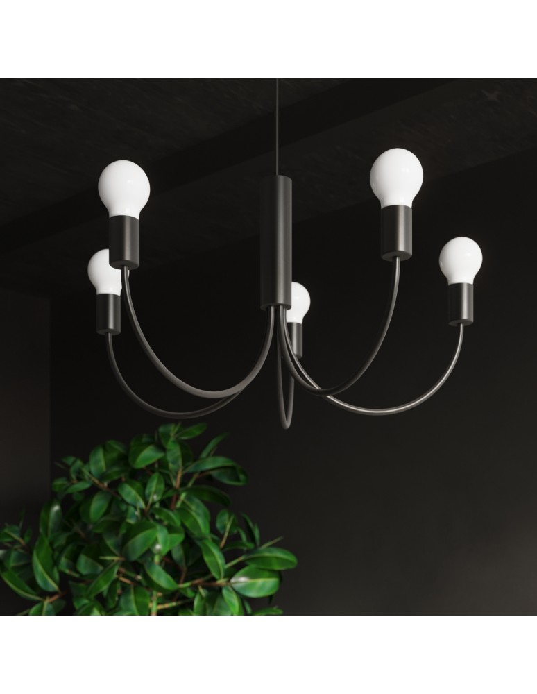 Chandeliers - Sollux Chandelier PICCOLO 5 black SL.0855 - product kolory-swiatla.pl 8