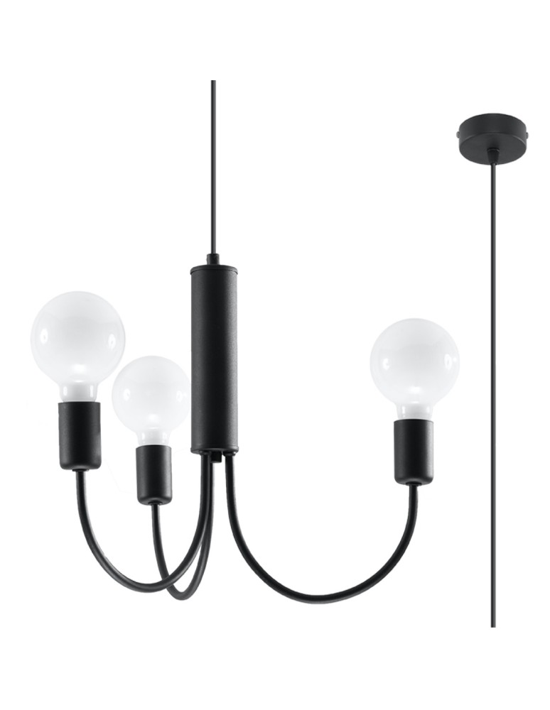 Chandeliers - Sollux Chandelier PICCOLO 3 black SL.0856 - product kolory-swiatla.pl 1