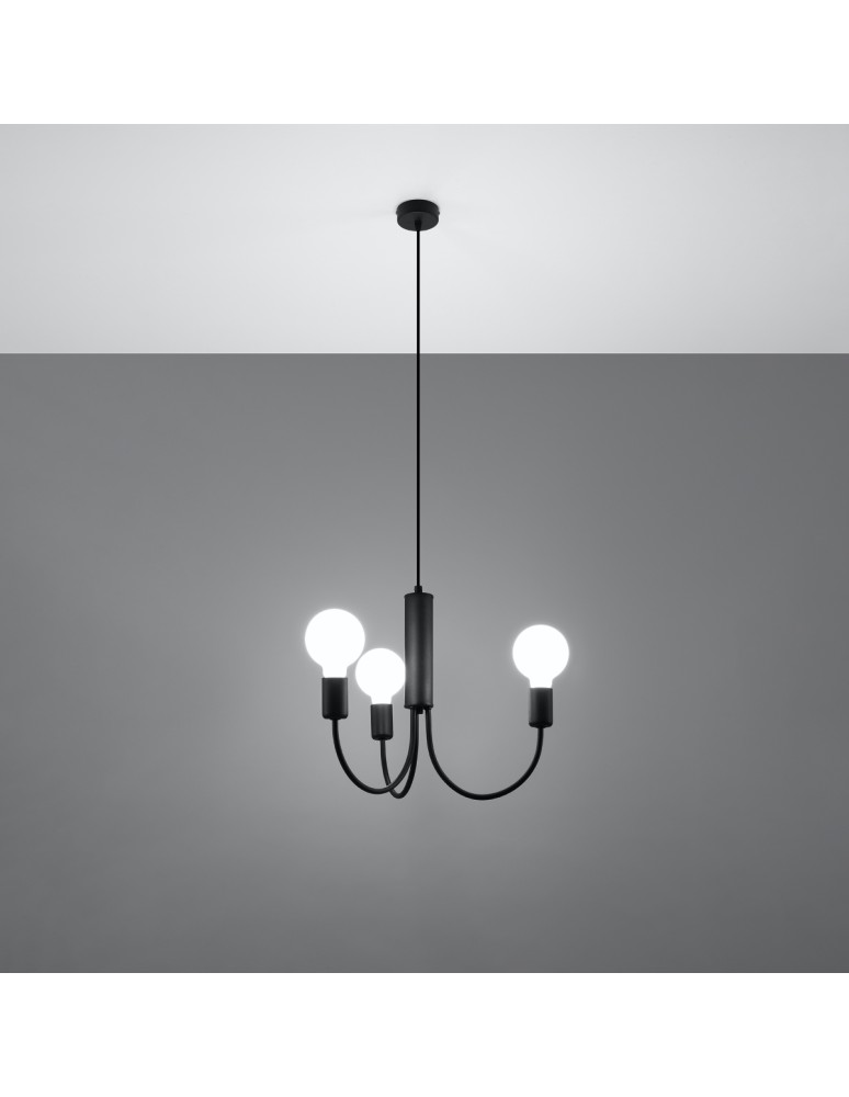 Chandeliers - Sollux Chandelier PICCOLO 3 black SL.0856 - product kolory-swiatla.pl 3
