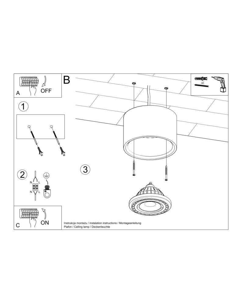 Ceiling lamps - Sollux Plafond BASIC 1 concrete SL.0881 - product kolory-swiatla.pl 5
