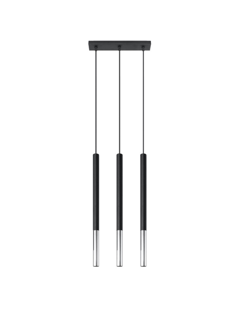 Pendant lamps - Sollux MOZAICA 3L black/chrome pendant lamp SL.0886 - product kolory-swiatla.pl 1