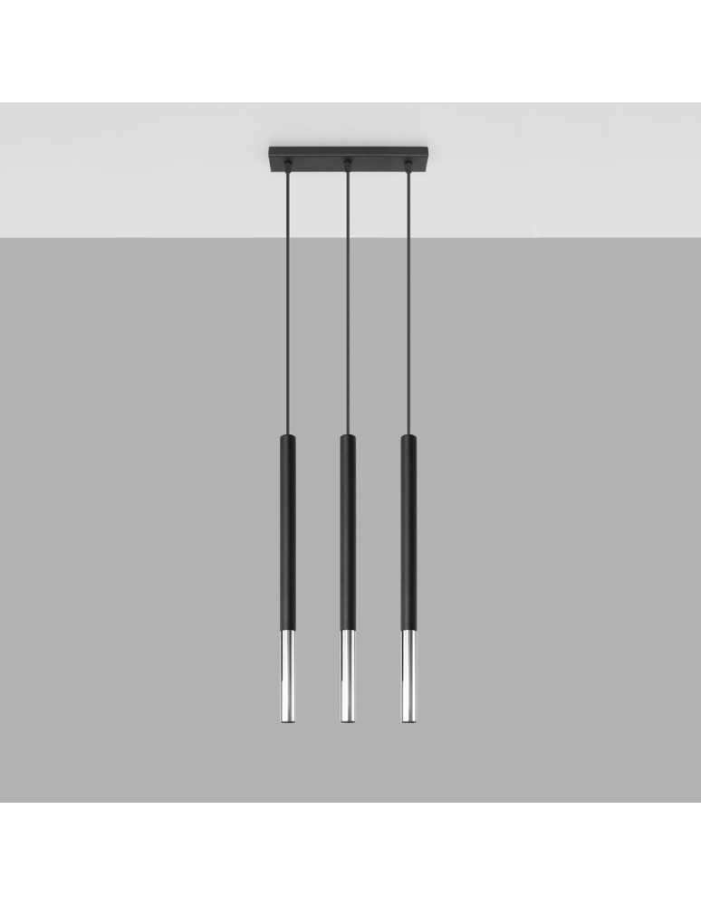 Pendant lamps - Sollux MOZAICA 3L black/chrome pendant lamp SL.0886 - product kolory-swiatla.pl 2