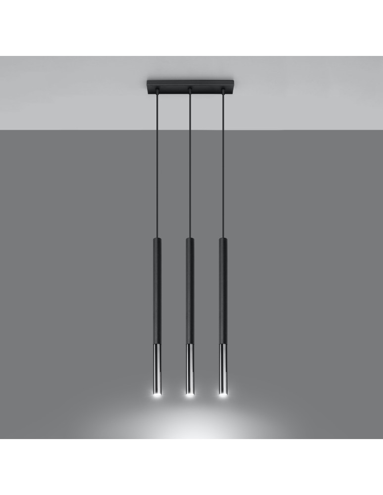 Pendant lamps - Sollux MOZAICA 3L black/chrome pendant lamp SL.0886 - product kolory-swiatla.pl 3