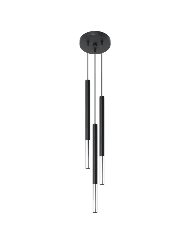 Pendant lamps - Sollux MOZAICA 3P black/chrome pendant lamp SL.0887 - product kolory-swiatla.pl 1