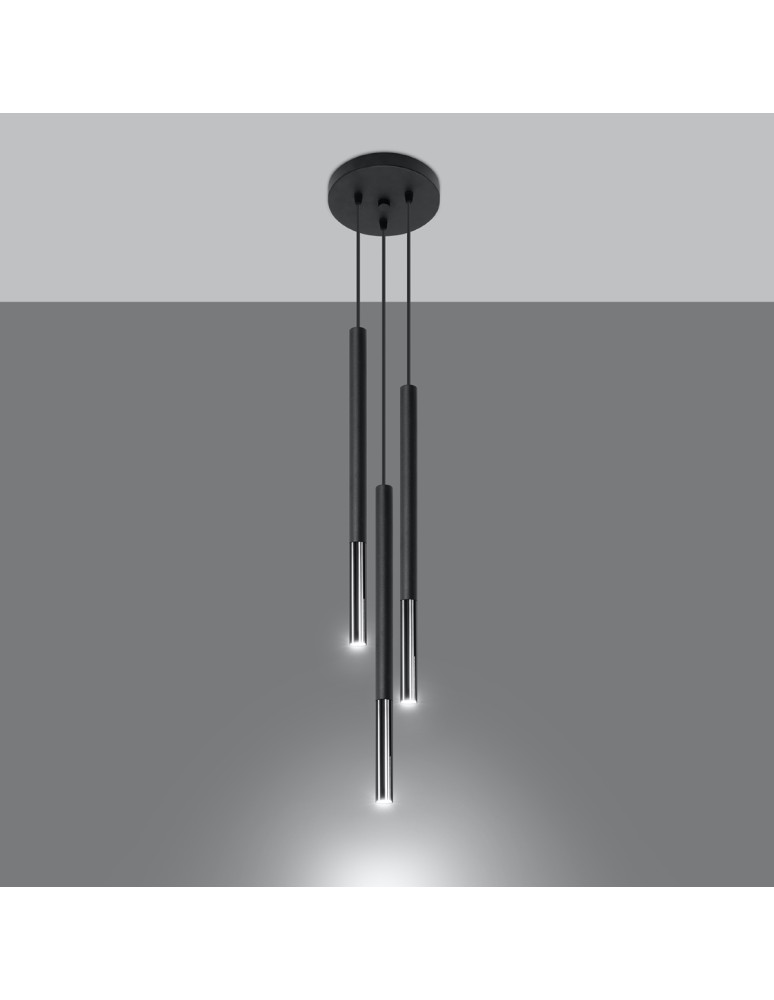 Pendant lamps - Sollux MOZAICA 3P black/chrome pendant lamp SL.0887 - product kolory-swiatla.pl 3