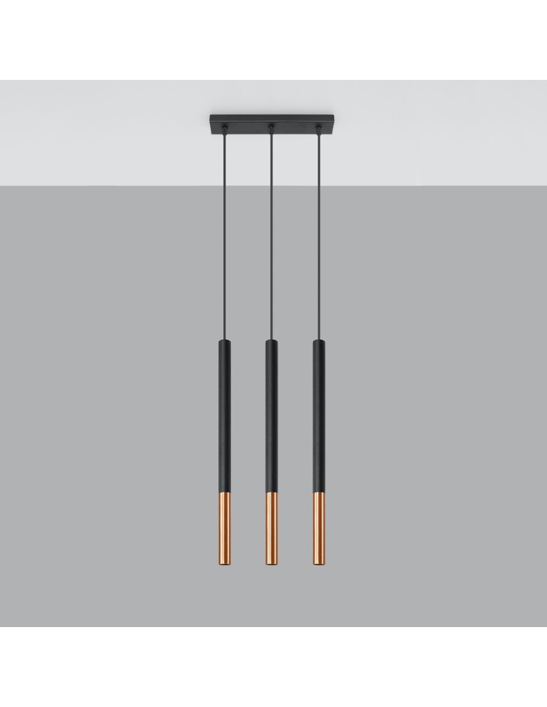 Pendant lamps - Sollux MOZAICA 3L black/copper pendant lamp SL.0889 - product kolory-swiatla.pl 2