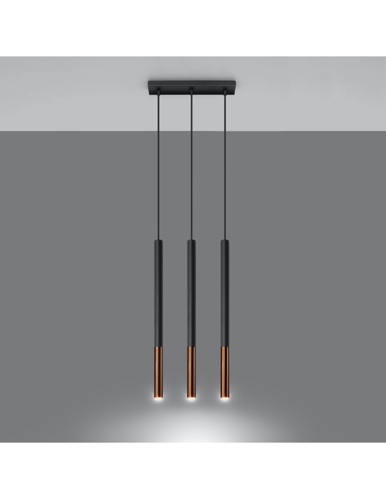 Pendant lamps - Sollux MOZAICA 3L black/copper pendant lamp SL.0889 - product kolory-swiatla.pl 3