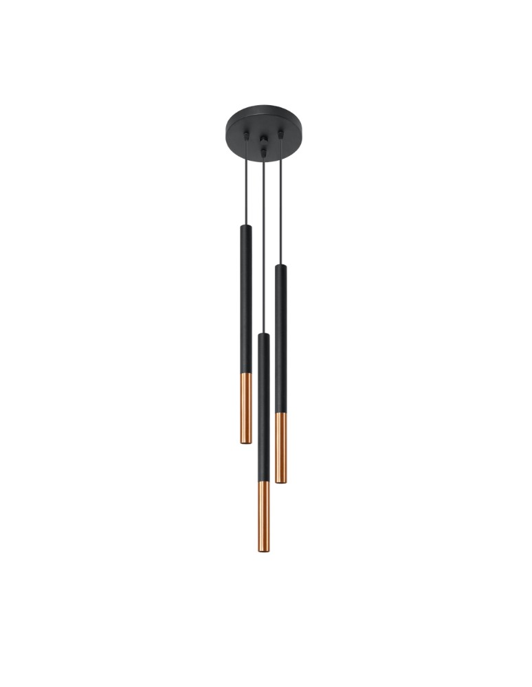 Pendant lamps - Sollux MOZAICA 3P black/copper pendant lamp SL.0890 - product kolory-swiatla.pl 1