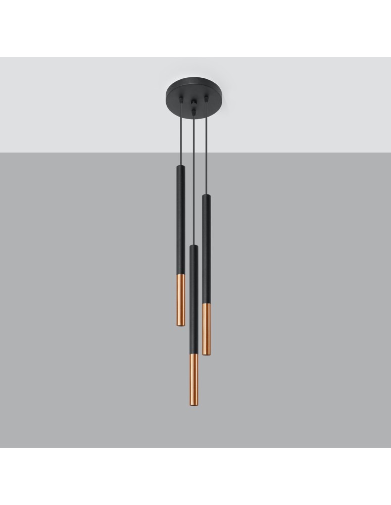 Pendant lamps - Sollux MOZAICA 3P black/copper pendant lamp SL.0890 - product kolory-swiatla.pl 2