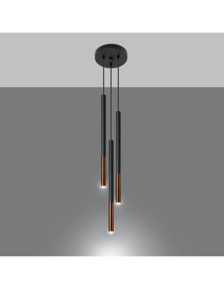 Pendant lamps - Sollux MOZAICA 3P black/copper pendant lamp SL.0890 - product kolory-swiatla.pl 3
